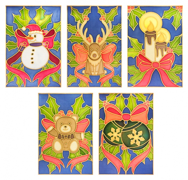 Pack of 5 Assorted Xmas Themed Gutta Outlines - Snowman pack