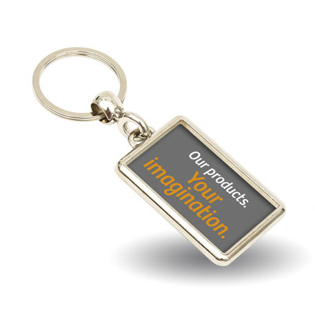 Rectangular Blank Metal Photo Insert Keyring - 40 x 25mm