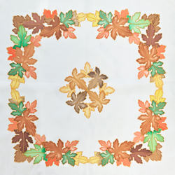 Ponge 5 Gutta Printed Silk Square Neckerchief 55x55cm  -AUTUMN LEAVES-Design -