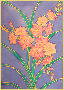 Gutta Printed silk A4 - Freesia design- Approx 20x 29cm