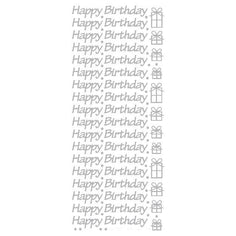 Happy Birthday Sheet of Silver self adhesive stickers