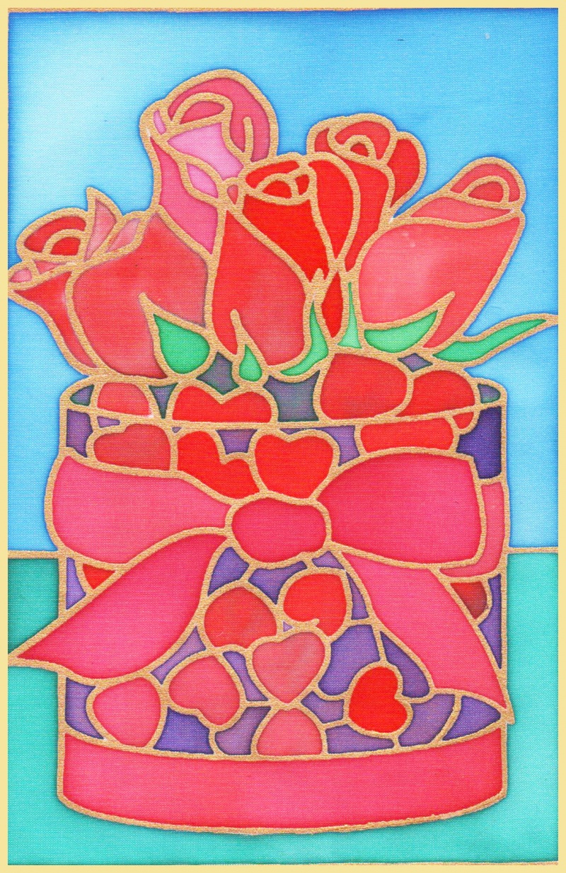 Flower Vase and Hearts Design Card
